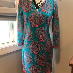 Lilly Pulitzer gorgeous teal and coral dress.